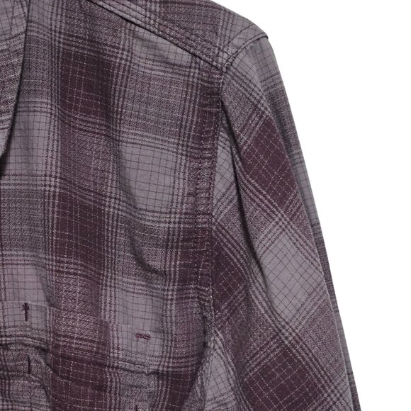 Carhartt Plaid Button Front Shirt Womens Size Large Purple Roll Tab Sleeve - Picture 4 of 7